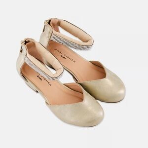 Marc Fisher Kids Girl Patty Rissa Zipper Closure Sandal, Gold size 3 big kid